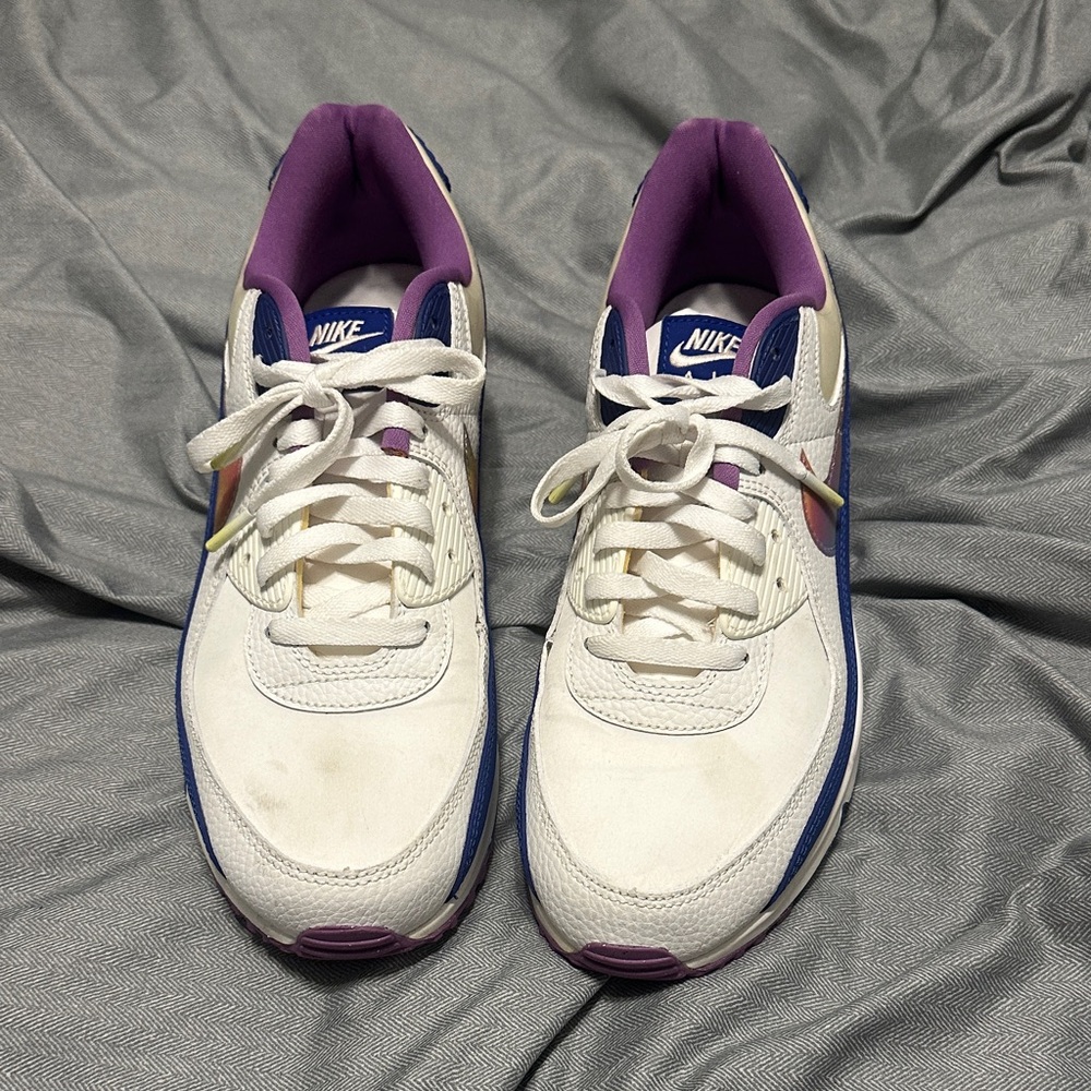 Nike White and Purple Men's Sneakers